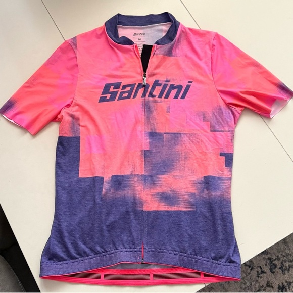 Santini Forza Polartec Full Zip Short Sleeve Jersey Orange Purple Pink Women M - Picture 1 of 6